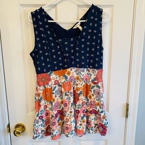 Matilda Jane Navy and Orange Floral Tiered Tank